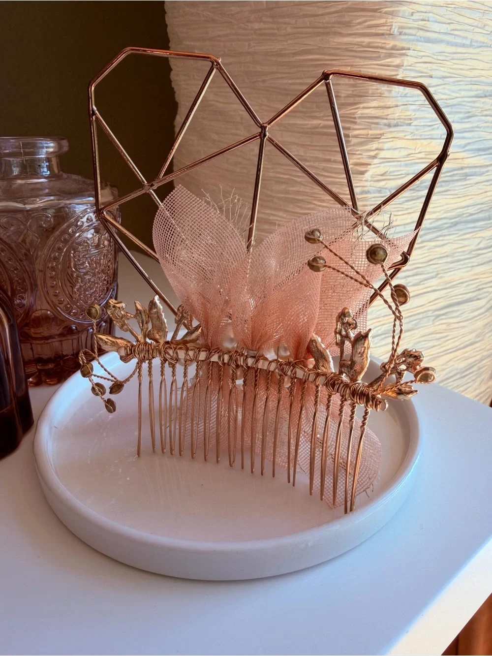 Pearl Cluster Rose Gold Floral Hair Comb - Women Accessories